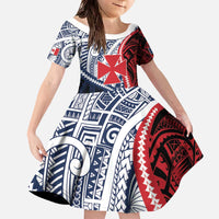 Kingdom of Uvea 1860-1886 Personalized Family Matching Off The Shoulder Long Sleeve Dress and Hawaiian Shirt Wallis and Futuna Polynesian Tribal Pattern