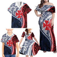 Kingdom of Uvea 1860-1886 Personalized Family Matching Off Shoulder Maxi Dress and Hawaiian Shirt Wallis and Futuna Polynesian Tribal Pattern