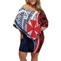 Kingdom of Uvea 1860-1886 Personalized Family Matching Off Shoulder Short Dress and Hawaiian Shirt Wallis and Futuna Polynesian Tribal Pattern
