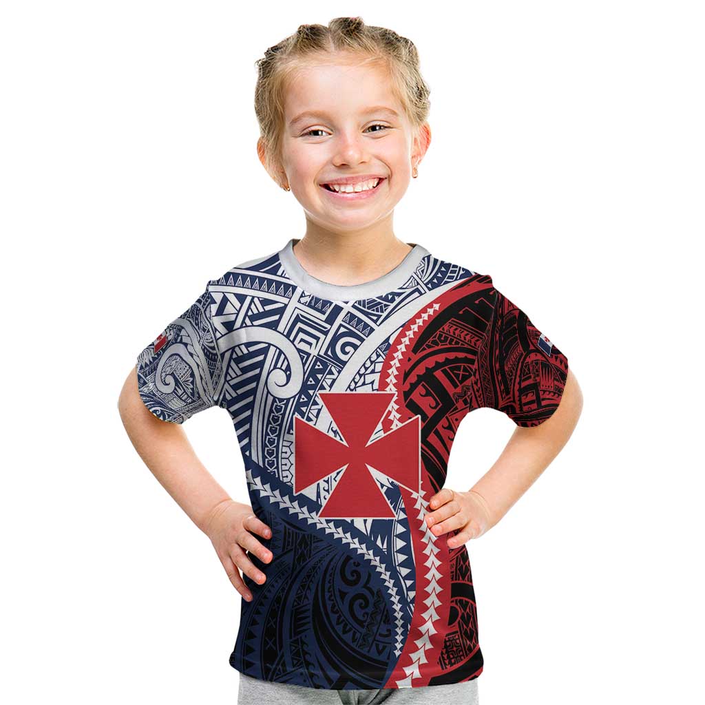 Kingdom of Uvea 1860-1886 Personalized Kid T Shirt Wallis and Futuna Polynesian Tribal Pattern LT9 Red - Polynesian Pride