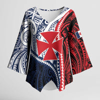 Kingdom of Uvea 1860-1886 Personalized Kimono Sleeve Blouse Wallis and Futuna Polynesian Tribal Pattern - Polynesian Pride