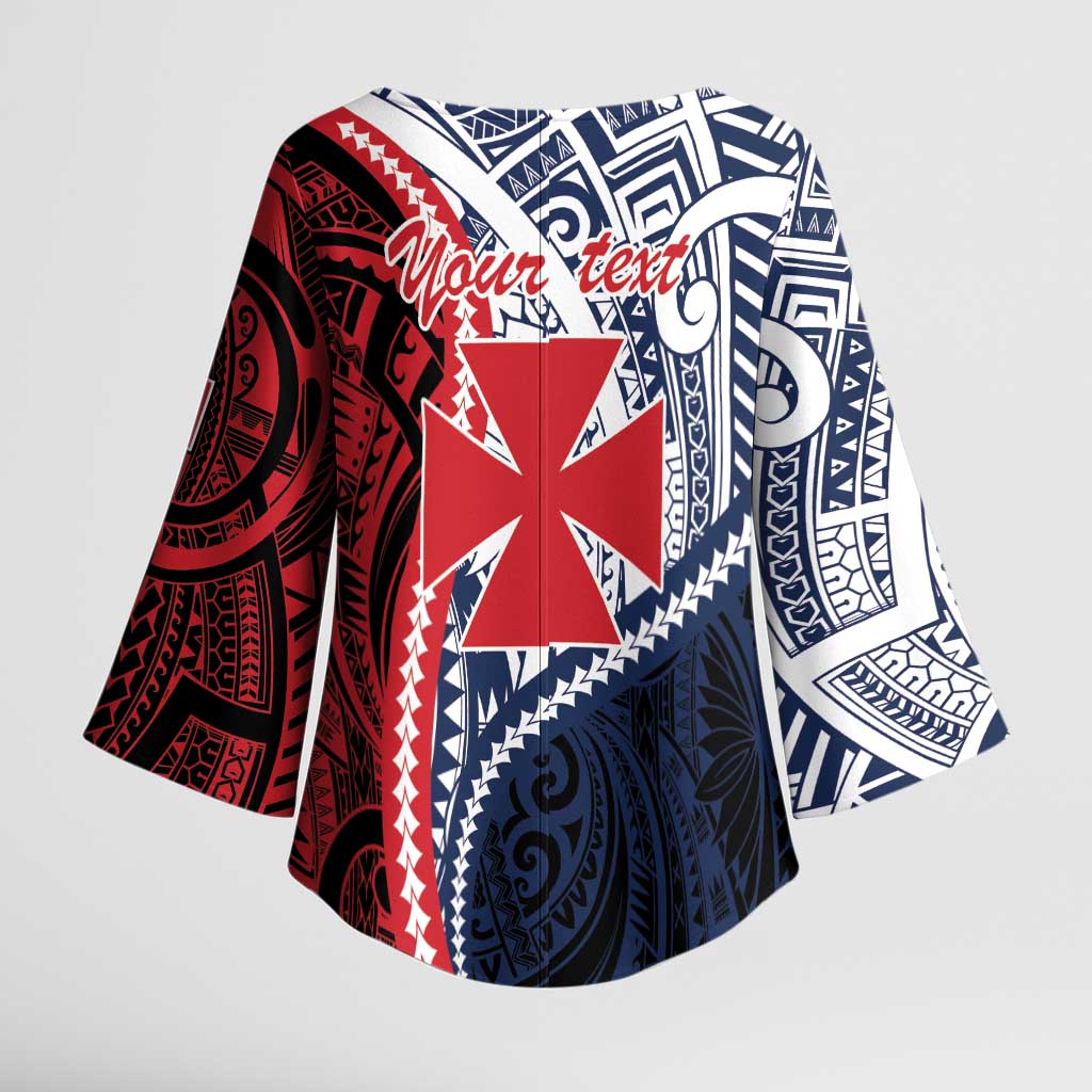 Kingdom of Uvea 1860-1886 Personalized Kimono Sleeve Blouse Wallis and Futuna Polynesian Tribal Pattern - Polynesian Pride