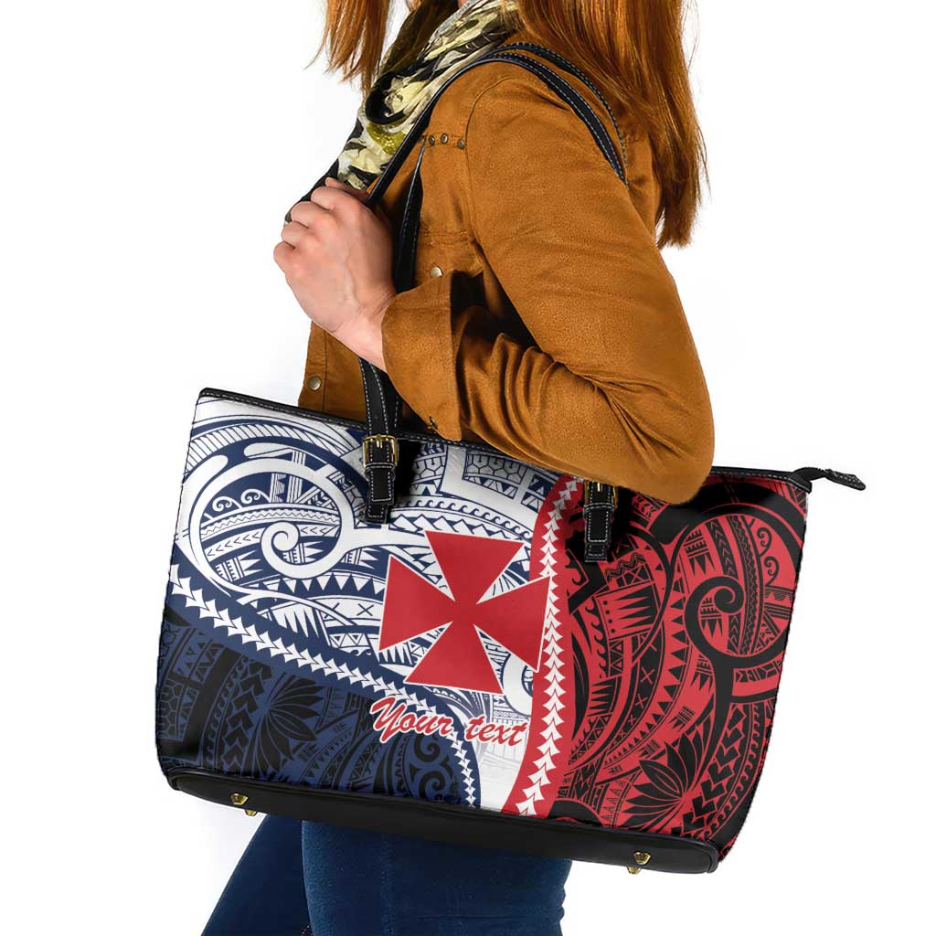 Kingdom of Uvea 1860-1886 Personalized Leather Tote Bag Wallis and Futuna Polynesian Tribal Pattern LT9 Red - Polynesian Pride