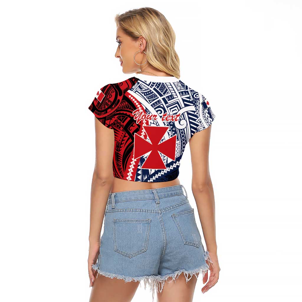 Kingdom of Uvea 1860-1886 Personalized Raglan Cropped T Shirt Wallis and Futuna Polynesian Tribal Pattern