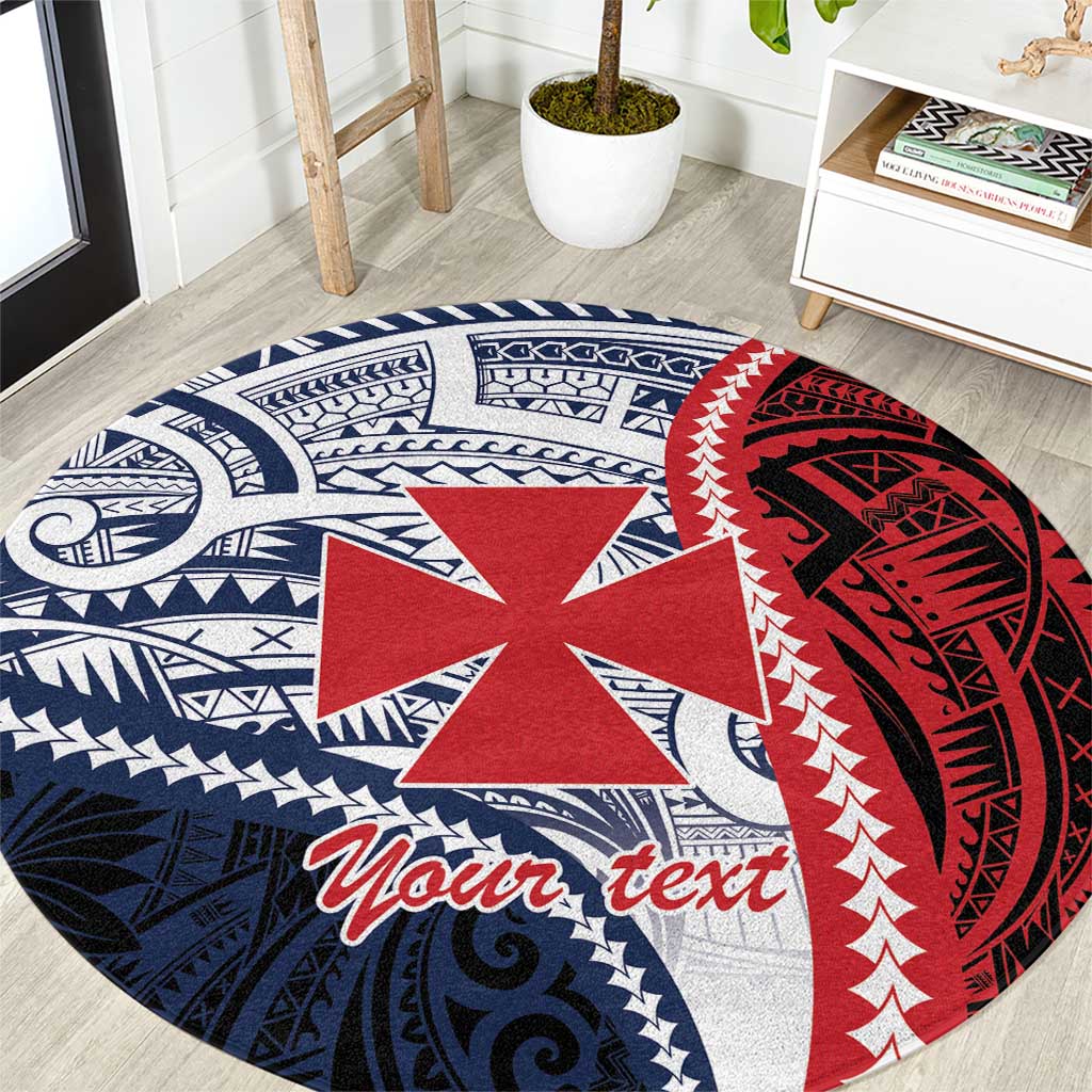 Kingdom of Uvea 1860-1886 Personalized Round Carpet Wallis and Futuna Polynesian Tribal Pattern LT9 Red - Polynesian Pride