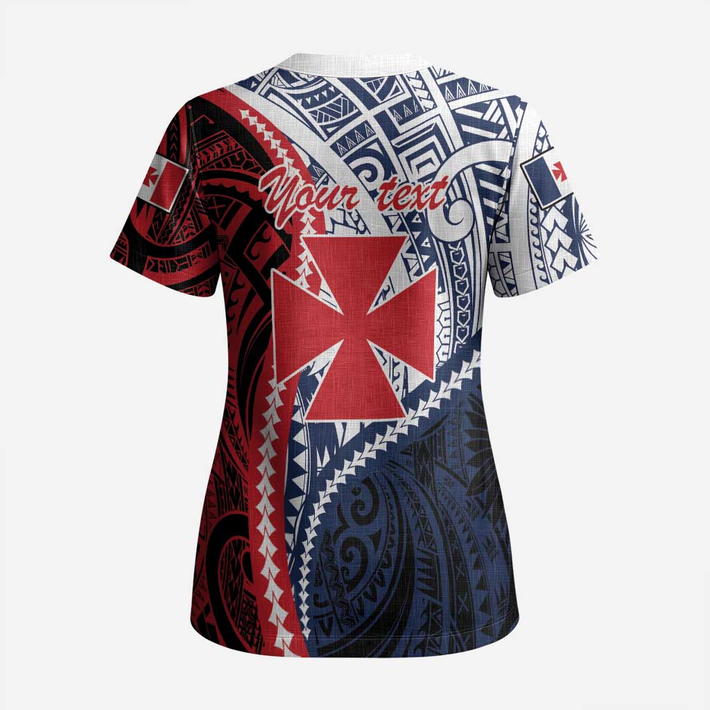 Kingdom of Uvea 1860-1886 Personalized Scrub Top Wallis and Futuna Polynesian Tribal Pattern - Polynesian Pride