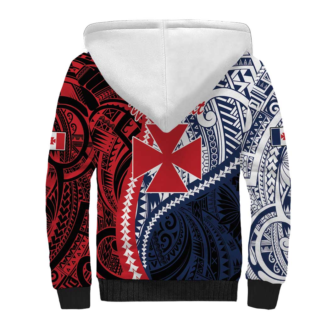 Kingdom of Uvea 1860-1886 Personalized Sherpa Hoodie Wallis and Futuna Polynesian Tribal Pattern