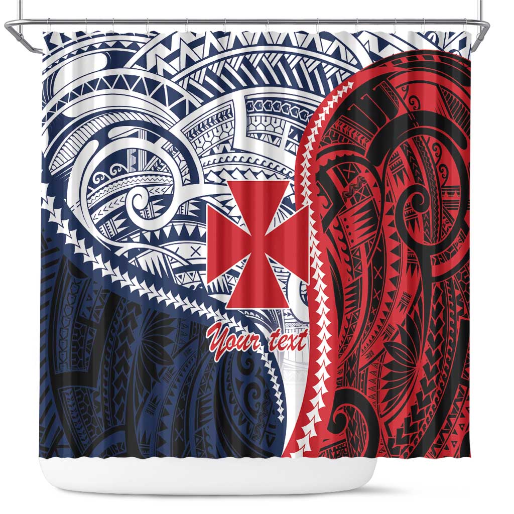 Kingdom of Uvea 1860-1886 Personalized Shower Curtain Wallis and Futuna Polynesian Tribal Pattern LT9 Red - Polynesian Pride