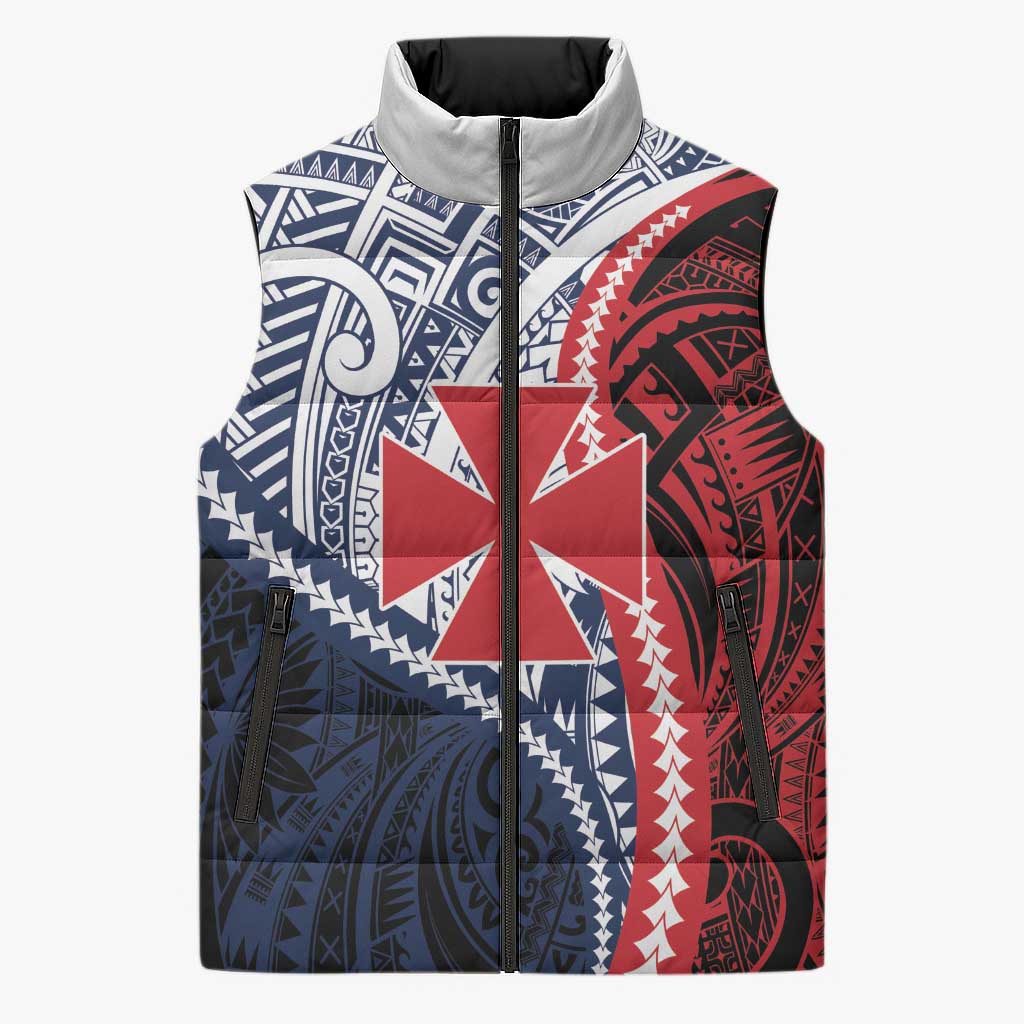 Kingdom of Uvea 1860-1886 Personalized Sleeveless Puffer Jacket Wallis and Futuna Polynesian Tribal Pattern LT9 Unisex Red - Polynesian Pride