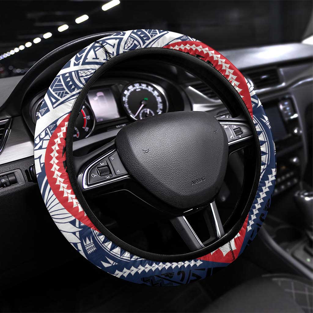 Kingdom of Uvea 1860-1886 Steering Wheel Cover Wallis and Futuna Polynesian Tribal Pattern LT9 Universal Fit Red - Polynesian Pride