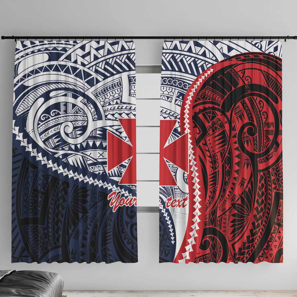 Kingdom of Uvea 1860-1886 Personalized Window Curtain Wallis and Futuna Polynesian Tribal Pattern LT9 With Hooks Red - Polynesian Pride