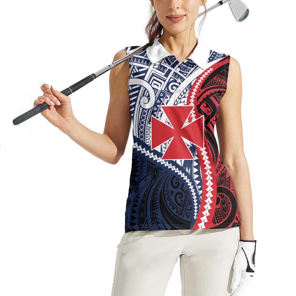 Kingdom of Uvea 1860-1886 Personalized Women Sleeveless Polo Shirt Wallis and Futuna Polynesian Tribal Pattern