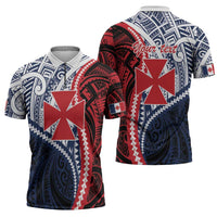 Kingdom of Uvea 1860-1886 Personalized Zipper Polo Shirt Wallis and Futuna Polynesian Tribal Pattern - Polynesian Pride