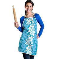 Hawaiian Lei Day Apron Blue Hibiscus Flowers Lei Art - Polynesian Pride