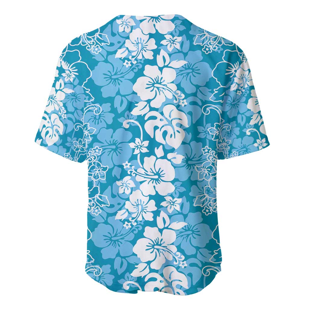 Hawaiian Lei Day Baseball Jersey Blue Hibiscus Flowers Lei Art