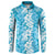 Hawaiian Lei Day Button Sweatshirt Blue Hibiscus Flowers Lei Art