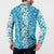 Hawaiian Lei Day Button Sweatshirt Blue Hibiscus Flowers Lei Art