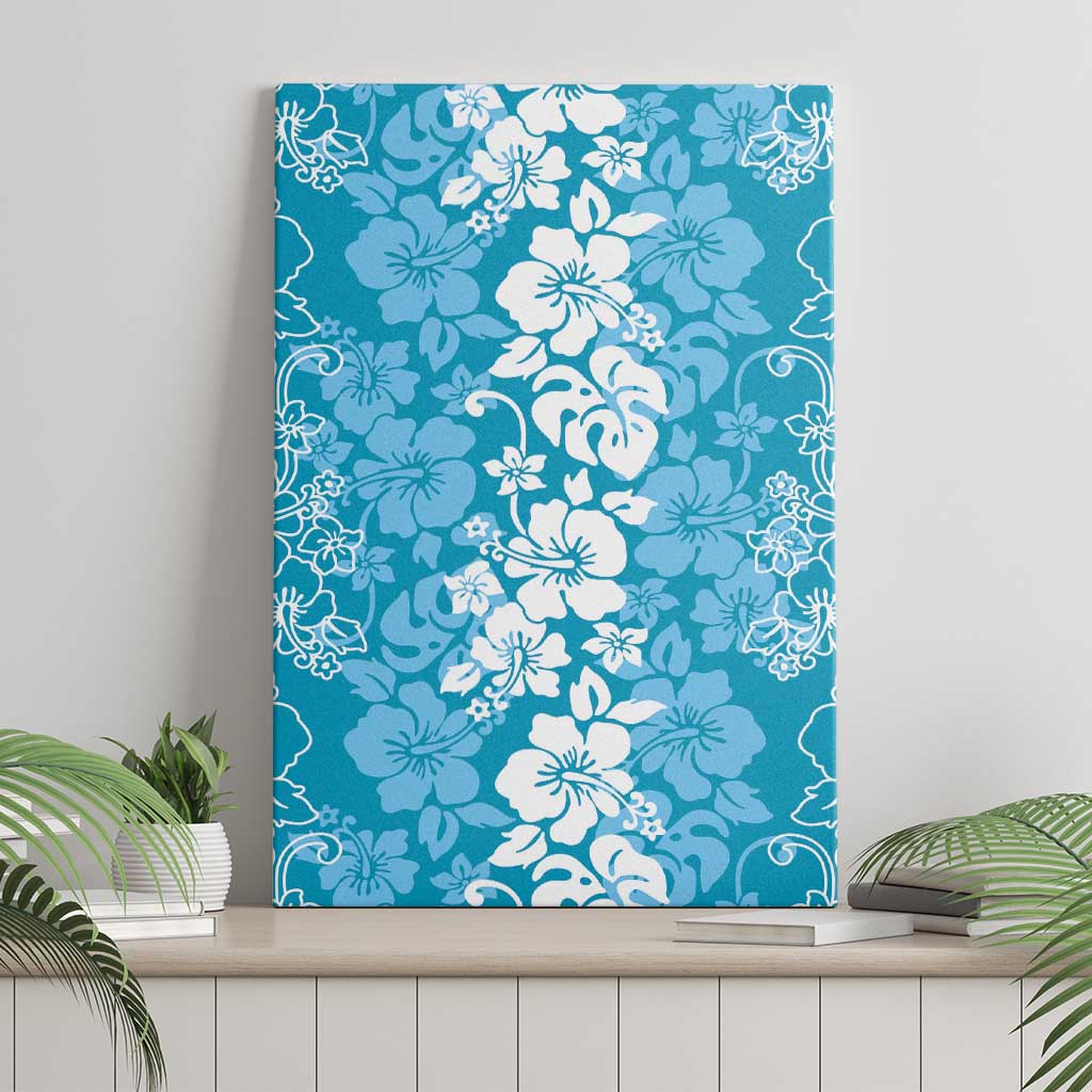 Hawaiian Lei Day Canvas Wall Art Blue Hibiscus Flowers Lei Art LT9 - Polynesian Pride