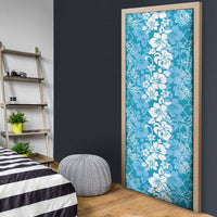 Hawaiian Lei Day Door Cover Blue Hibiscus Flowers Lei Art - Polynesian Pride
