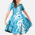 Hawaiian Lei Day Family Matching Off The Shoulder Long Sleeve Dress and Hawaiian Shirt Blue Hibiscus Flowers Lei Art