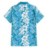 Hawaiian Lei Day Family Matching Off Shoulder Short Dress and Hawaiian Shirt Blue Hibiscus Flowers Lei Art LT9 - Polynesian Pride
