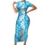 Hawaiian Lei Day Family Matching Short Sleeve Bodycon Dress and Hawaiian Shirt Blue Hibiscus Flowers Lei Art
