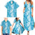 Hawaiian Lei Day Family Matching Summer Maxi Dress and Hawaiian Shirt Blue Hibiscus Flowers Lei Art