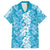 Hawaiian Lei Day Family Matching Summer Maxi Dress and Hawaiian Shirt Blue Hibiscus Flowers Lei Art
