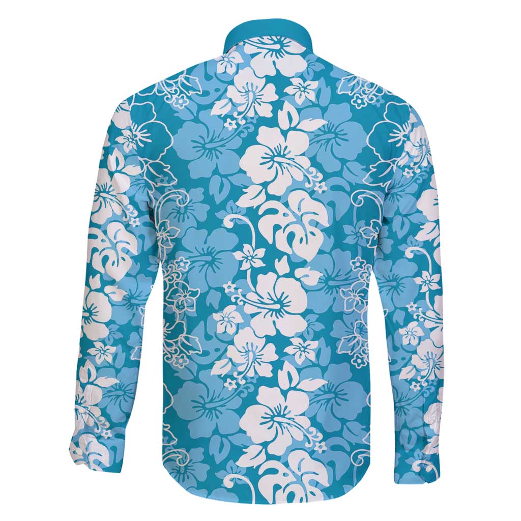 Hawaiian Lei Day Family Matching Summer Maxi Dress and Hawaiian Shirt Blue Hibiscus Flowers Lei Art LT9 - Polynesian Pride