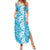 Hawaiian Lei Day Family Matching Summer Maxi Dress and Hawaiian Shirt Blue Hibiscus Flowers Lei Art