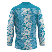 Hawaiian Lei Day Hockey Jersey Blue Hibiscus Flowers Lei Art - Polynesian Pride