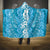 Hawaiian Lei Day Hooded Blanket Blue Hibiscus Flowers Lei Art