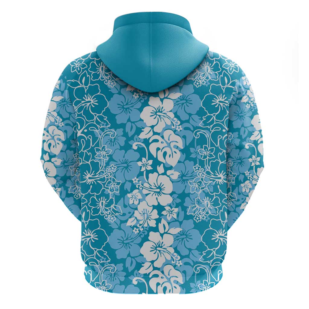 Hawaiian Lei Day Hoodie Blue Hibiscus Flowers Lei Art