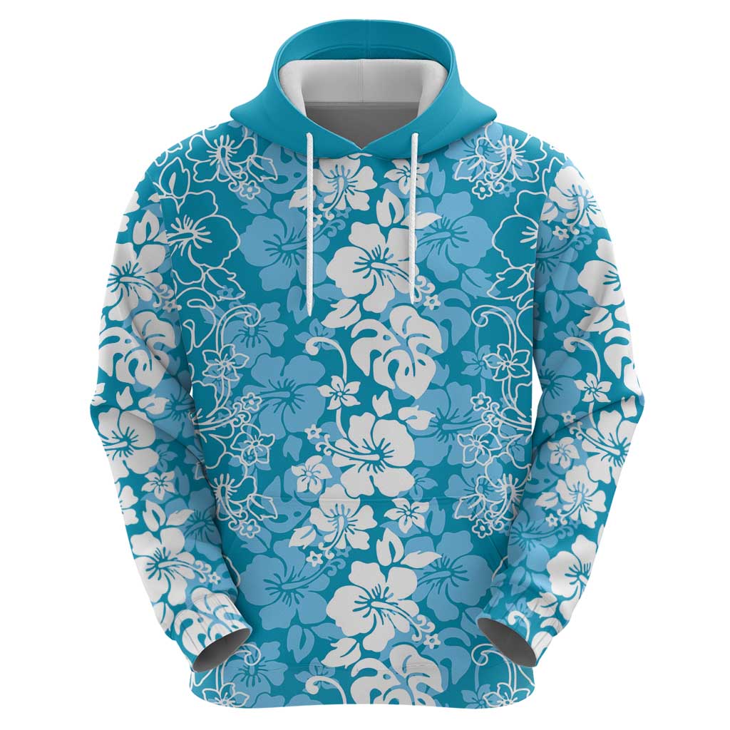 Hawaiian Lei Day Hoodie Blue Hibiscus Flowers Lei Art