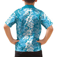 Hawaiian Lei Day Kid Hawaiian Shirt Blue Hibiscus Flowers Lei Art LT9 - Polynesian Pride