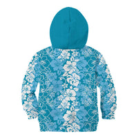Hawaiian Lei Day Kid Hoodie Blue Hibiscus Flowers Lei Art
