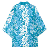 Hawaiian Lei Day Kimono Blue Hibiscus Flowers Lei Art - Polynesian Pride
