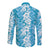 Hawaiian Lei Day Long Sleeve Button Shirt Blue Hibiscus Flowers Lei Art