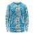 Hawaiian Lei Day Long Sleeve Shirt Blue Hibiscus Flowers Lei Art