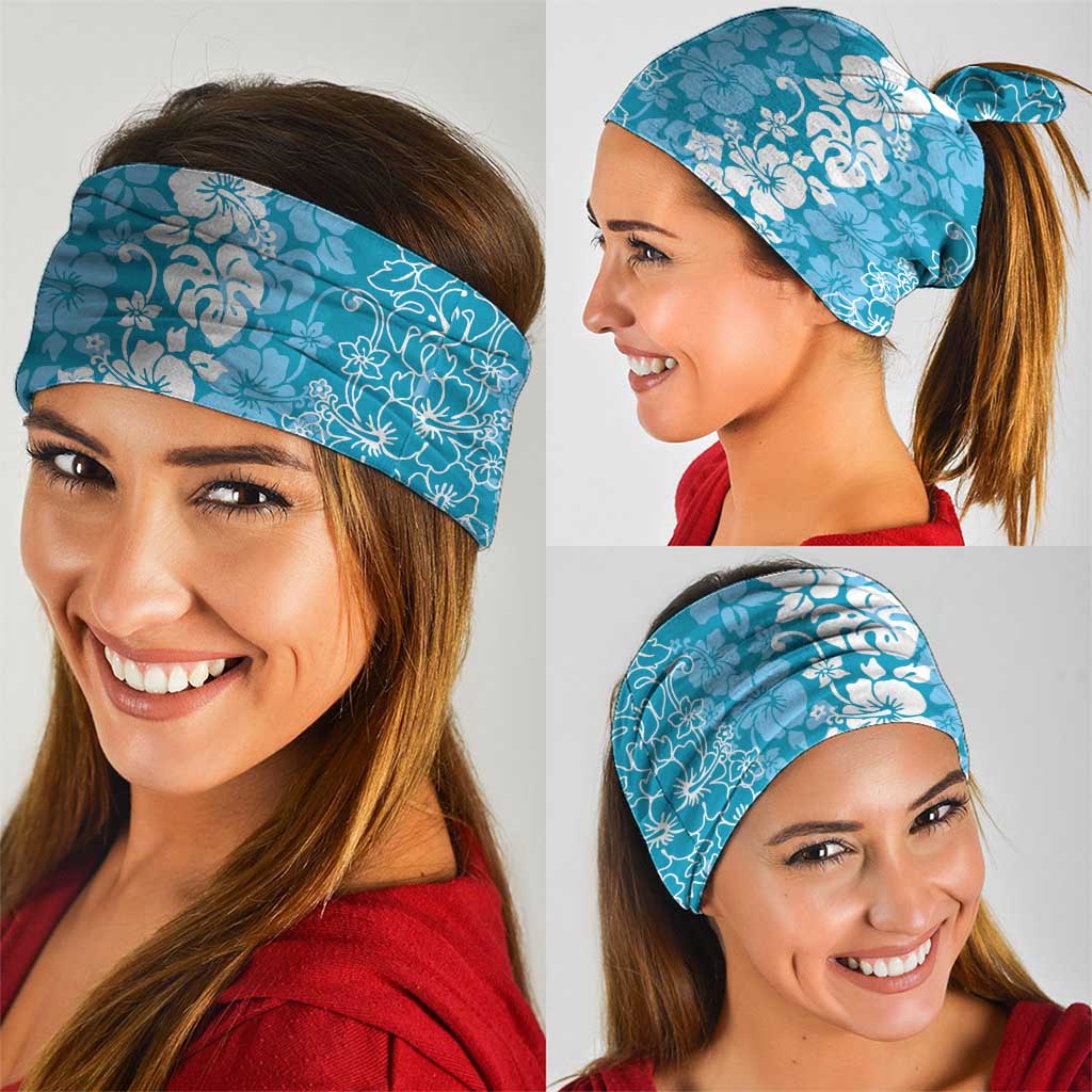 Hawaiian Lei Day Neck Gaiter Blue Hibiscus Flowers Lei Art - Polynesian Pride
