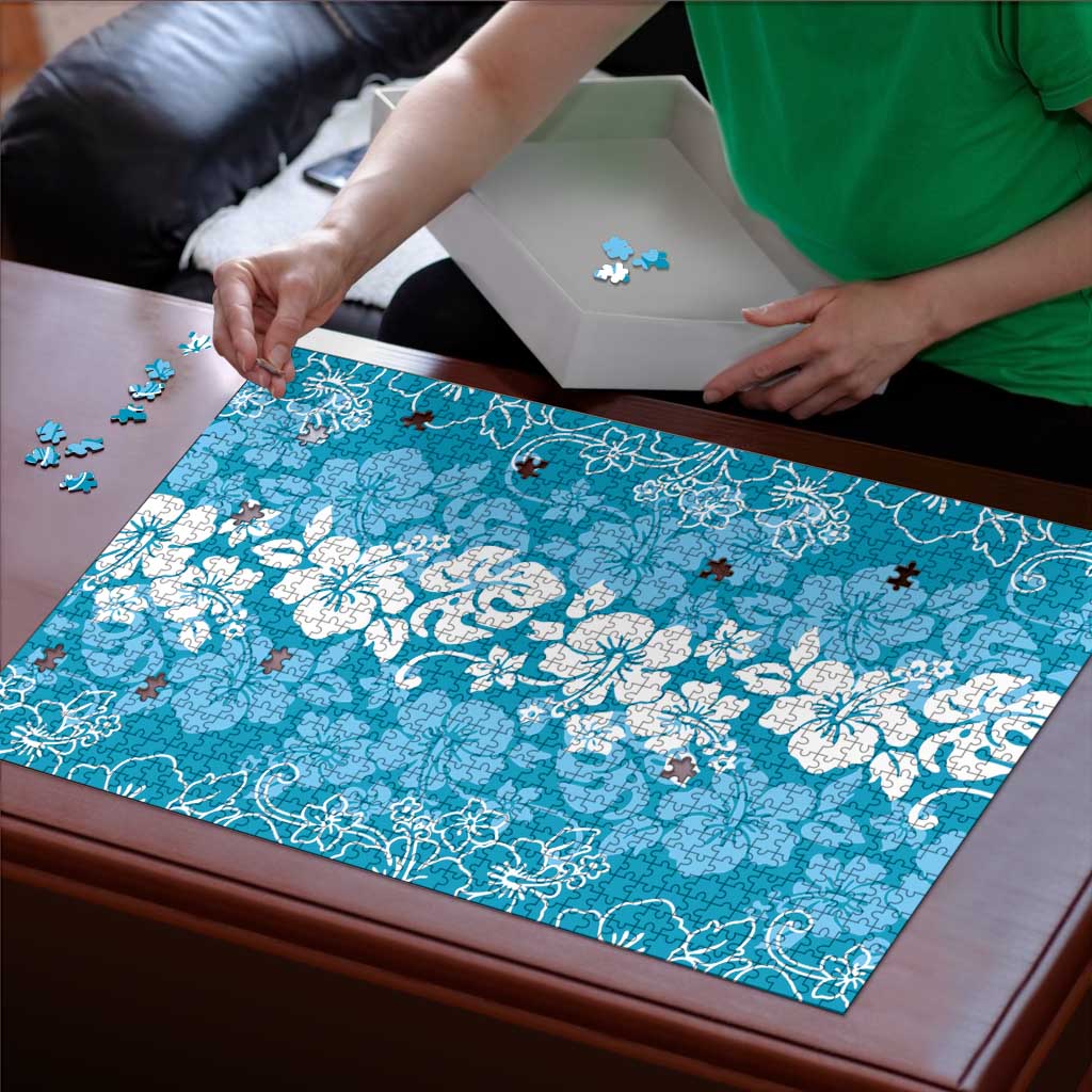 Hawaiian Lei Day Puzzle Blue Hibiscus Flowers Lei Art LT9 - Polynesian Pride