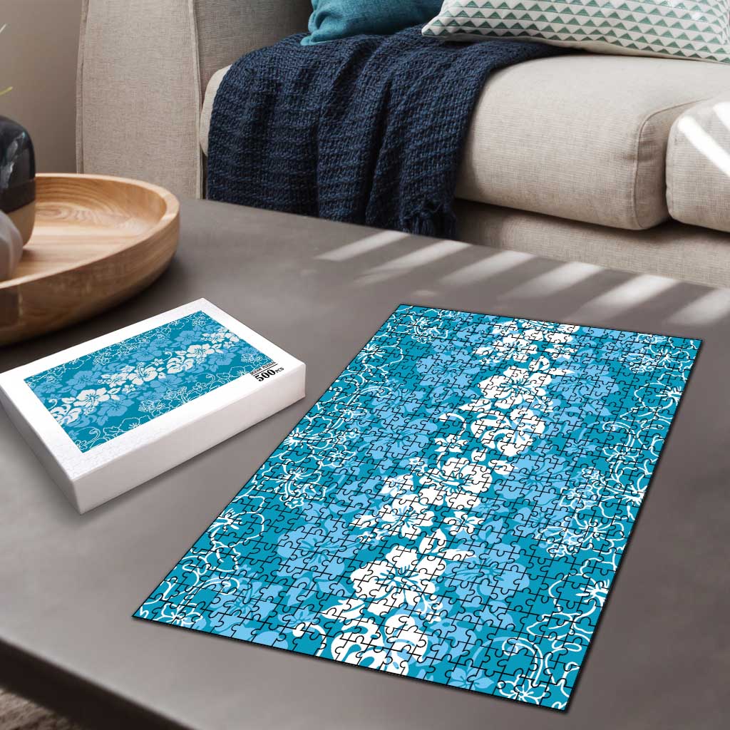 Hawaiian Lei Day Puzzle Blue Hibiscus Flowers Lei Art LT9 - Polynesian Pride