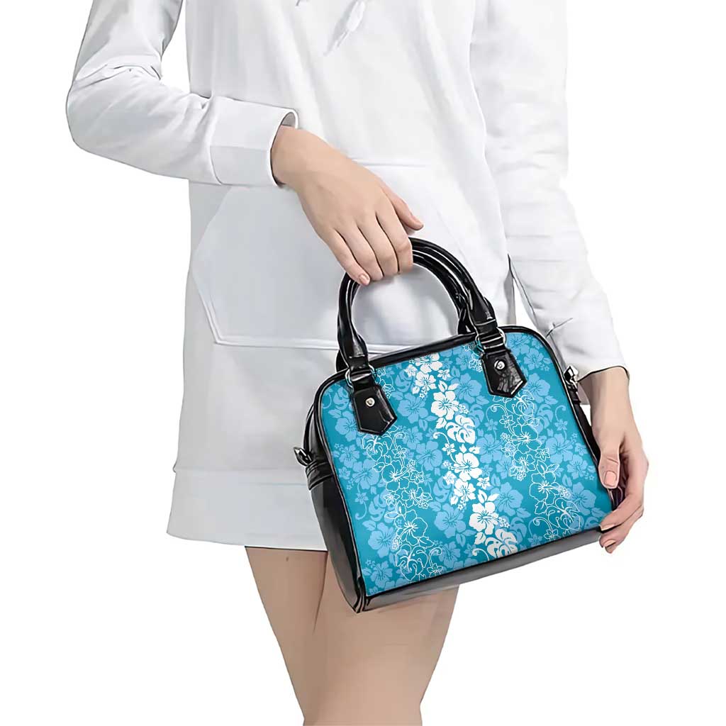 Hawaiian Lei Day Shoulder Handbag Blue Hibiscus Flowers Lei Art LT9 - Polynesian Pride