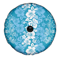 Hawaiian Lei Day Spare Tire Cover Blue Hibiscus Flowers Lei Art