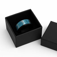 Hawaiian Lei Day Spinner Ring Blue Hibiscus Flowers Lei Art - Polynesian Pride