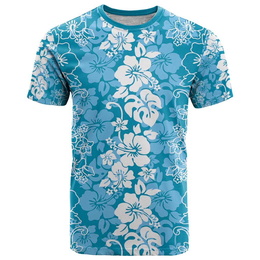 Hawaiian Lei Day T Shirt Blue Hibiscus Flowers Lei Art