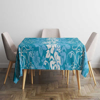 Hawaiian Lei Day Tablecloth Blue Hibiscus Flowers Lei Art