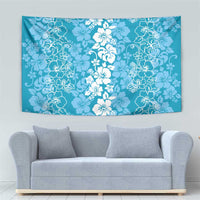 Hawaiian Lei Day Tapestry Blue Hibiscus Flowers Lei Art