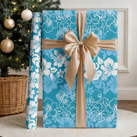 Hawaiian Lei Day Wrapping Paper Blue Hibiscus Flowers Lei Art - Polynesian Pride