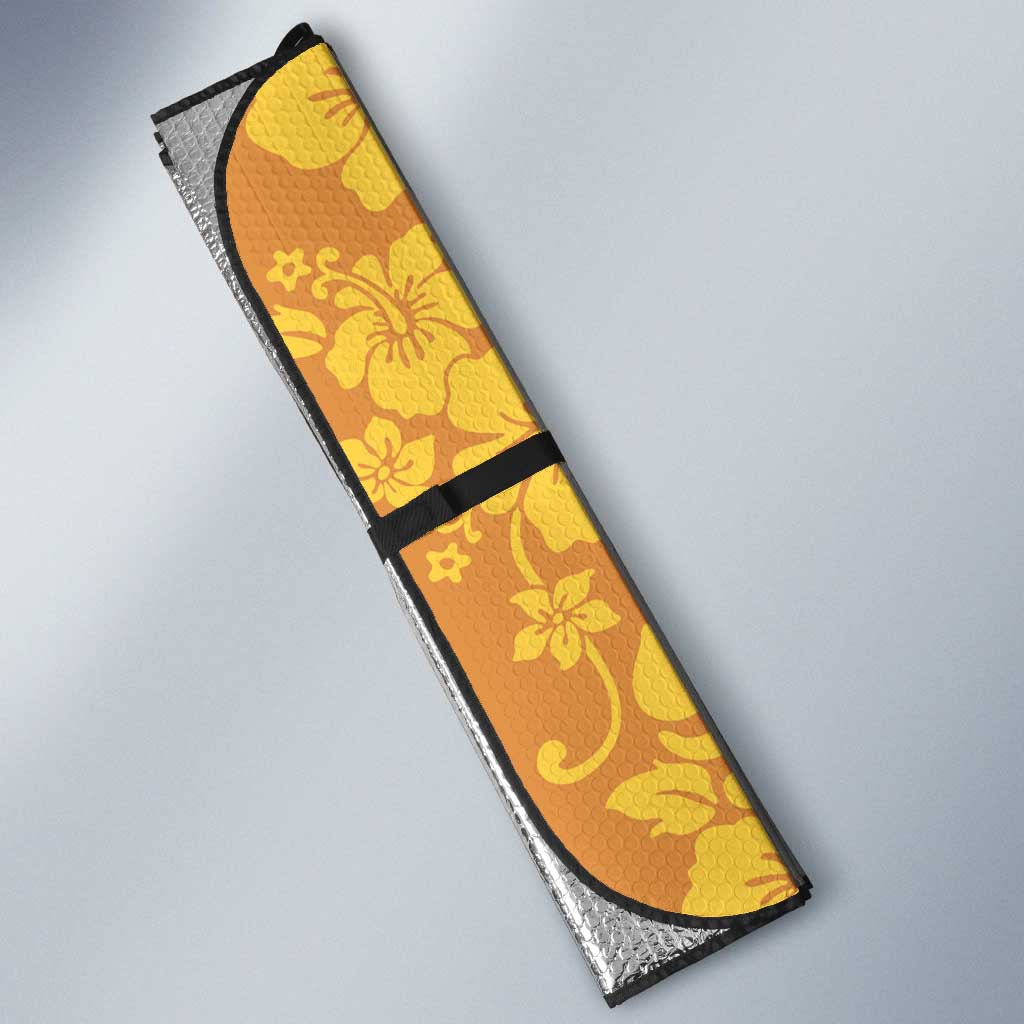 Hawaiian Lei Day Auto Sun Shade Gold Hibiscus Flowers Lei Art - Polynesian Pride